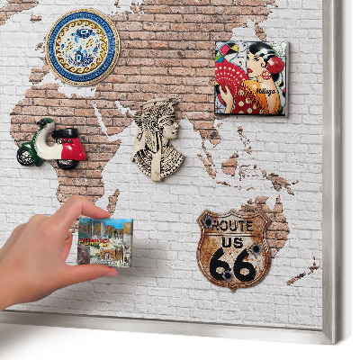 Printed magnet board in a silver frame Brick map