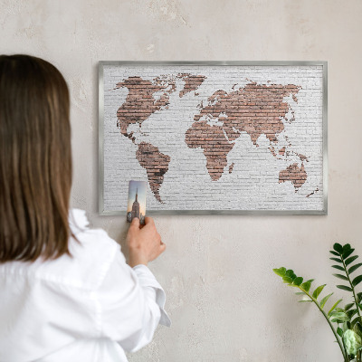 Printed magnet board in a silver frame Brick map