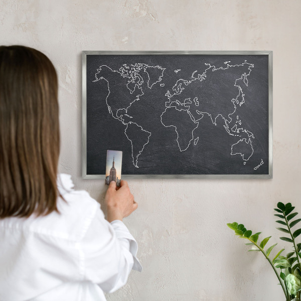 Souvenir magnet display board with a silver frame Cretaceous world