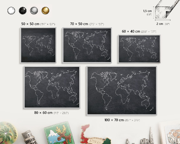 Souvenir magnet display board with a silver frame Cretaceous world