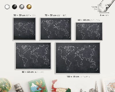 Souvenir magnet display board with a silver frame Cretaceous world