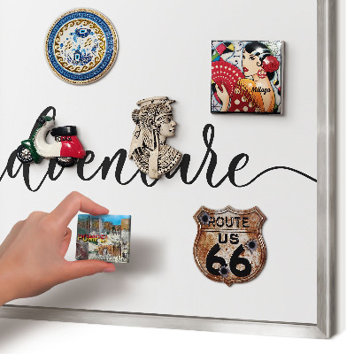 Printed magnet board in a silver frame Adventure written
