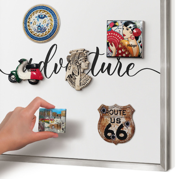 Printed magnet board in a silver frame Adventure written