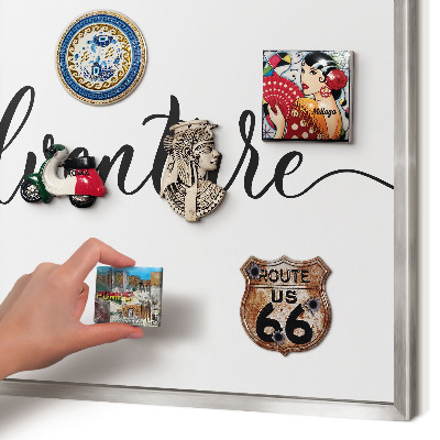 Printed magnet board in a silver frame Adventure written