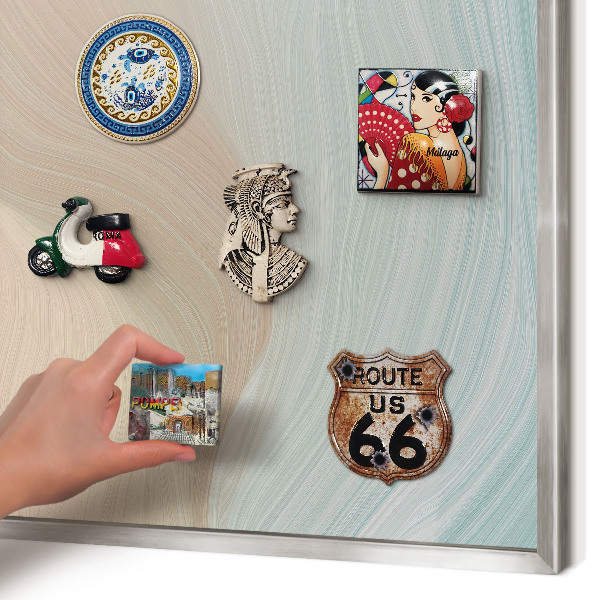 Souvenir magnet display board with a silver frame Pastel swirl
