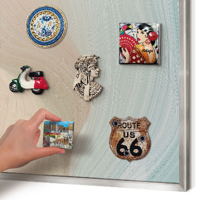 Souvenir magnet display board with a silver frame Pastel swirl