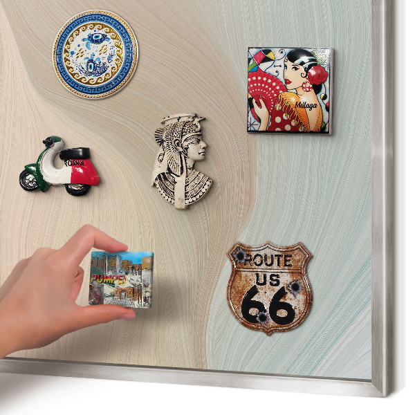 Souvenir magnet display board with a silver frame Pastel swirl