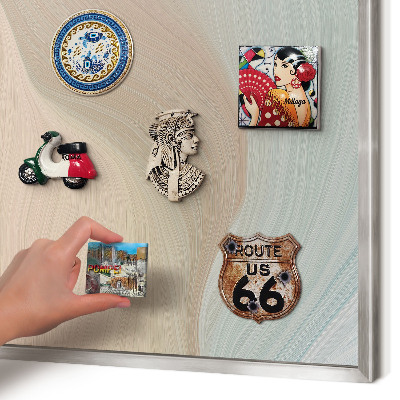 Souvenir magnet display board with a silver frame Pastel swirl