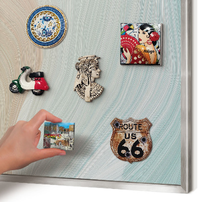 Souvenir magnet display board with a silver frame Pastel swirl