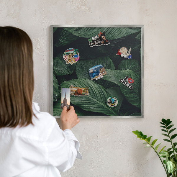 Printed magnet board in a silver frame The greenery of nature
