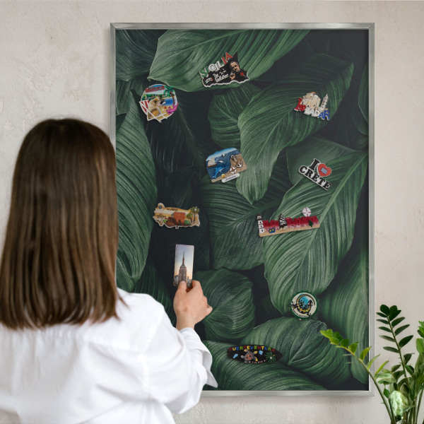 Printed magnet board in a silver frame The greenery of nature