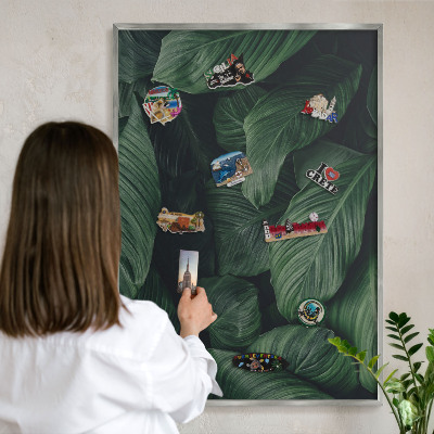 Printed magnet board in a silver frame The greenery of nature