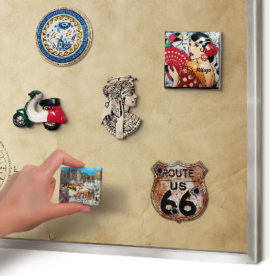 Souvenir magnet display board with a silver frame Wind rose