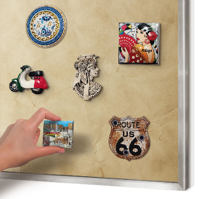 Souvenir magnet display board with a silver frame Wind rose