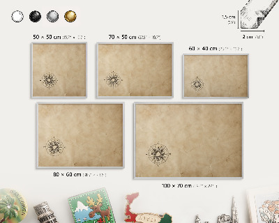 Souvenir magnet display board with a silver frame Wind rose
