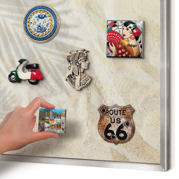 Printed magnet board in a silver frame Tropical pattern