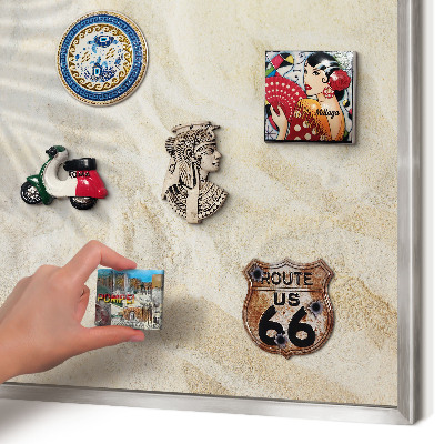 Printed magnet board in a silver frame Tropical pattern