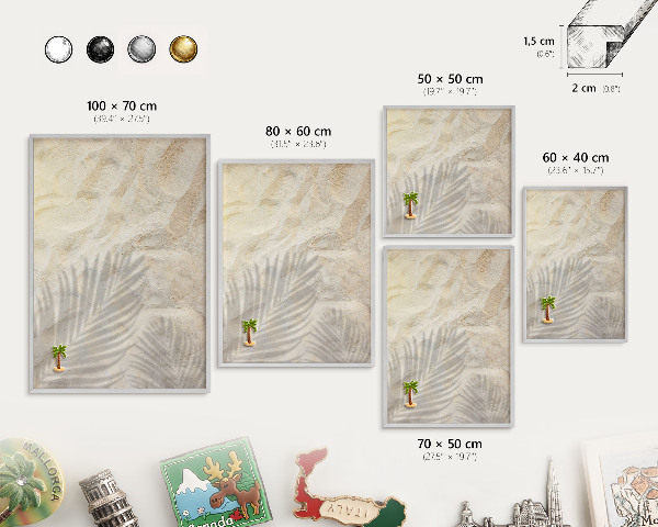 Printed magnet board in a silver frame Tropical pattern