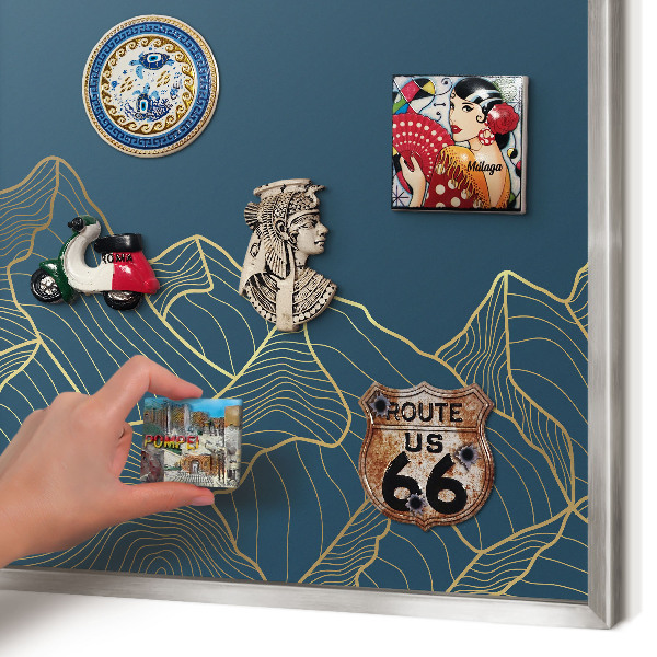 Printed magnet board in a silver frame Mountain minimalism