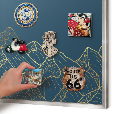 Printed magnet board in a silver frame Mountain minimalism