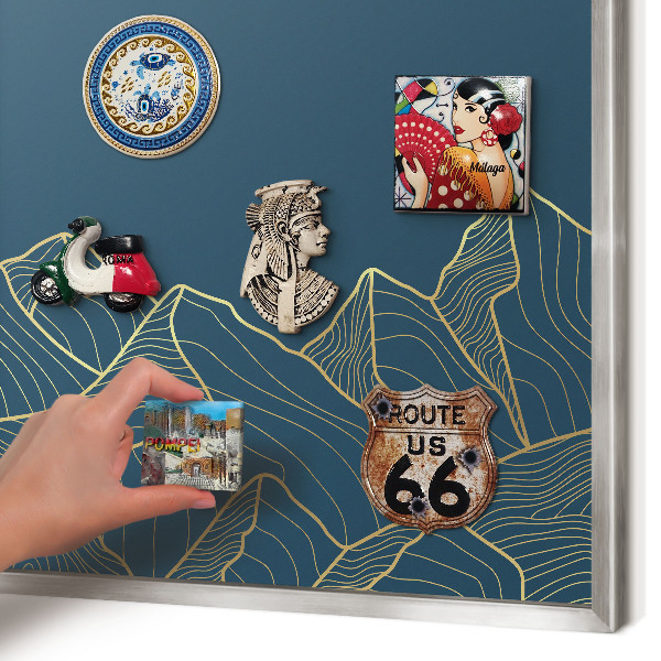 Printed magnet board in a silver frame Mountain minimalism