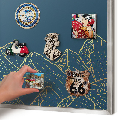 Printed magnet board in a silver frame Mountain minimalism