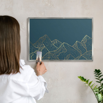Printed magnet board in a silver frame Mountain minimalism
