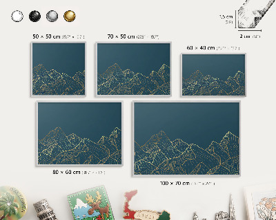 Printed magnet board in a silver frame Mountain minimalism