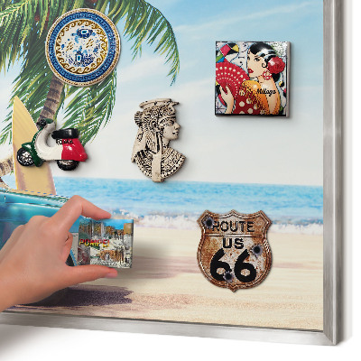 Printed magnet board in a silver frame Holiday peace