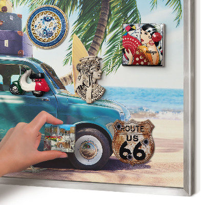 Printed magnet board in a silver frame Holiday peace