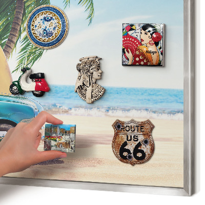 Printed magnet board in a silver frame Holiday peace