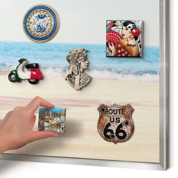 Printed magnet board in a silver frame Holiday peace