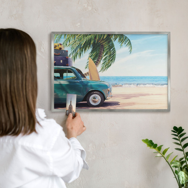 Printed magnet board in a silver frame Holiday peace