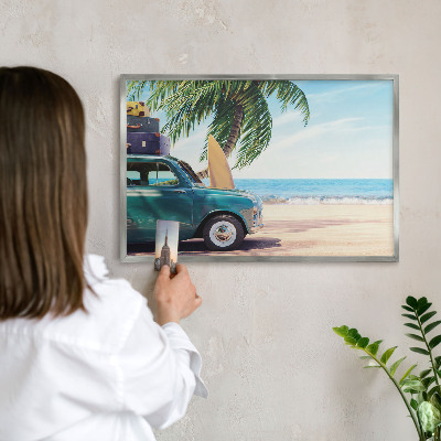 Printed magnet board in a silver frame Holiday peace
