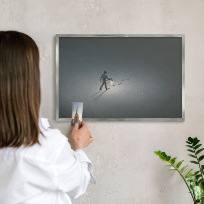 Printed magnet board in a silver frame Night hike