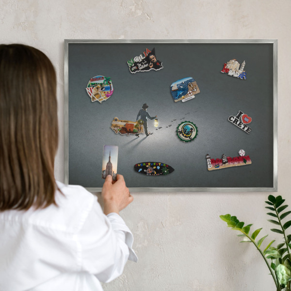 Printed magnet board in a silver frame Night hike