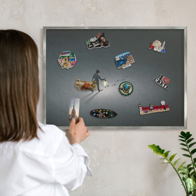 Printed magnet board in a silver frame Night hike