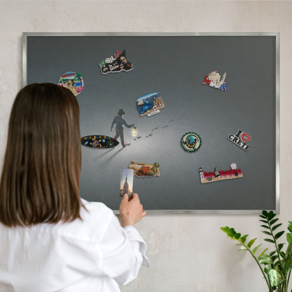 Printed magnet board in a silver frame Night hike