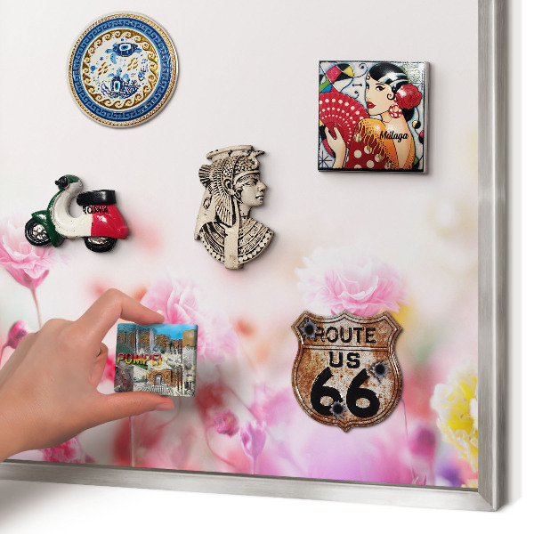Printed magnet board in a silver frame Pastel flowers