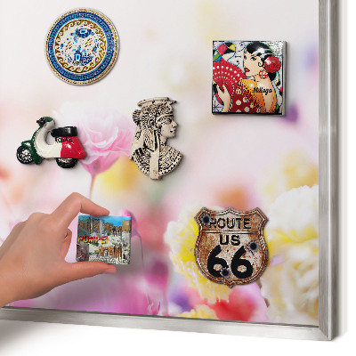 Printed magnet board in a silver frame Pastel flowers