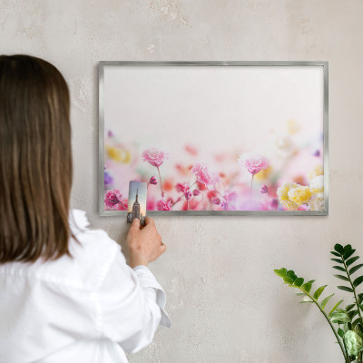 Printed magnet board in a silver frame Pastel flowers