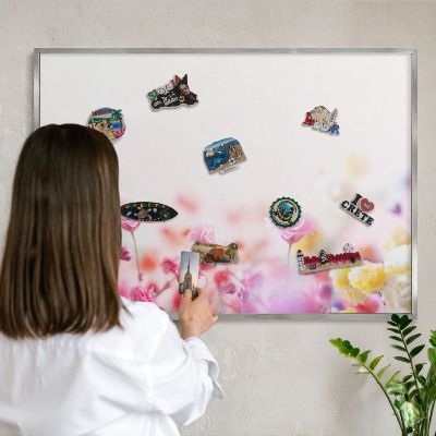 Printed magnet board in a silver frame Pastel flowers