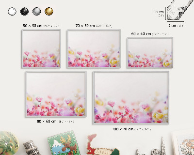 Printed magnet board in a silver frame Pastel flowers