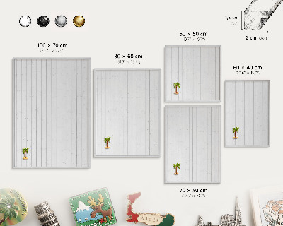 Souvenir magnet display board with a silver frame White boards
