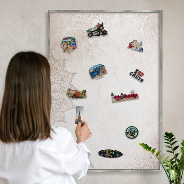 Printed magnet board in a silver frame Ethnic patterns