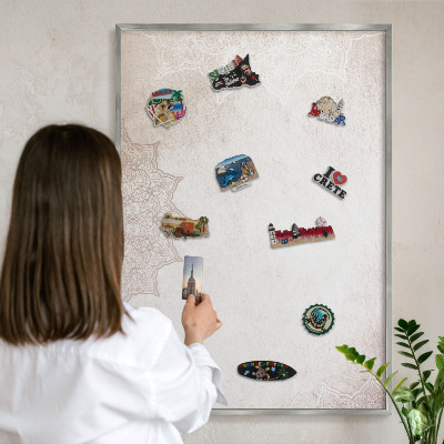 Printed magnet board in a silver frame Ethnic patterns