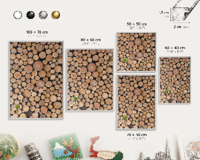 Printed magnet board in a silver frame Wooden circles