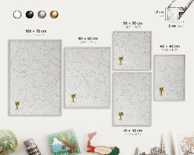 Souvenir magnet display board with a silver frame Geometric elegance