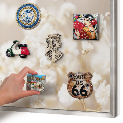 Printed magnet board in a silver frame Beige flowers