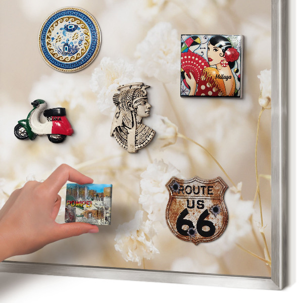 Printed magnet board in a silver frame Beige flowers